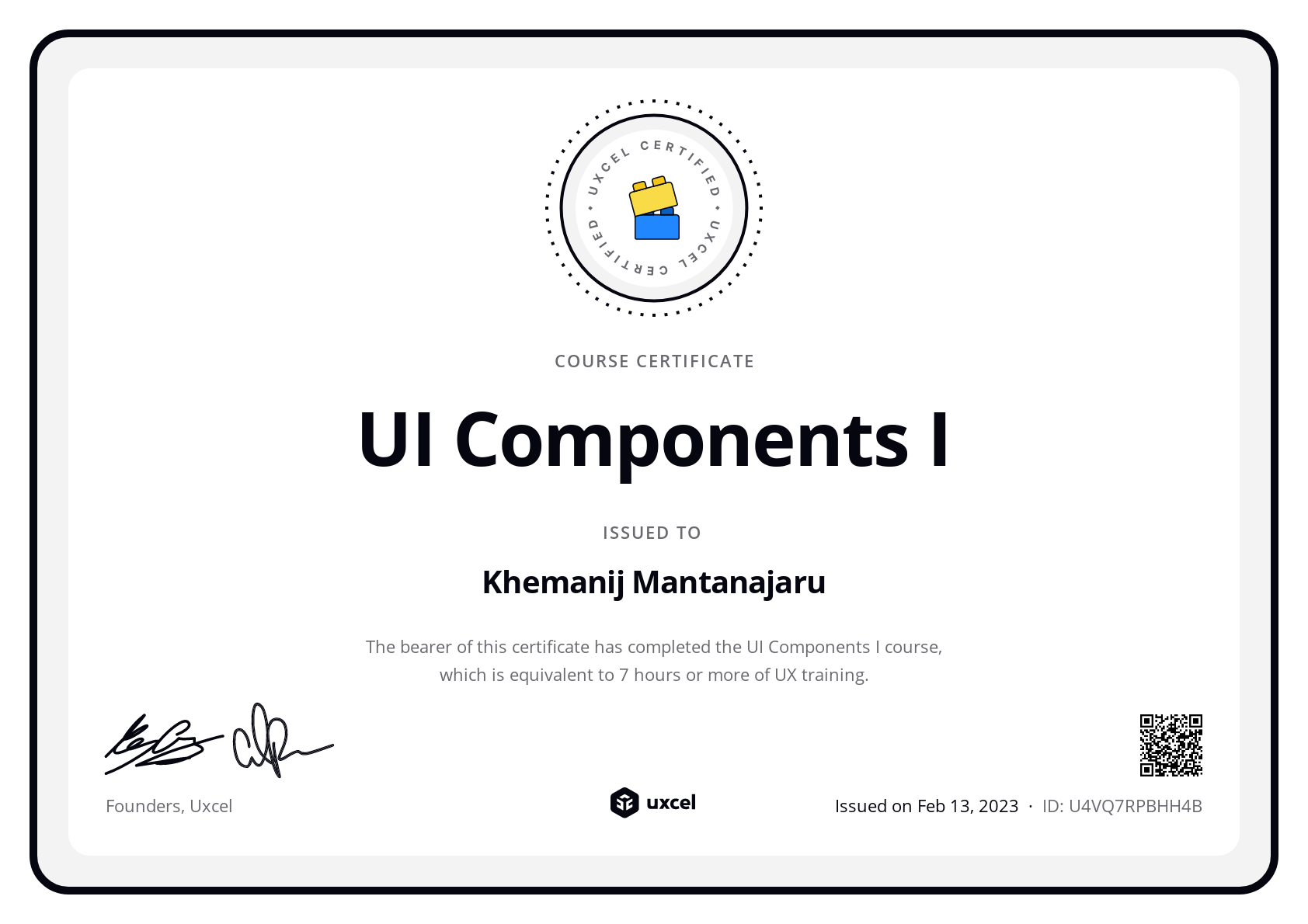 Khemanij Mantanajaru's certificate